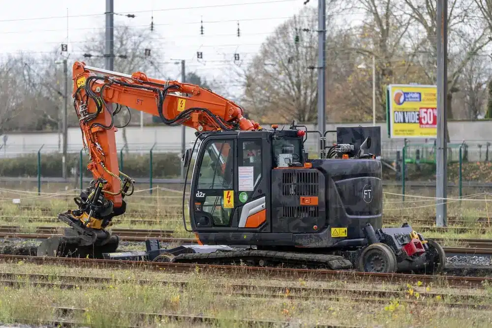 View on a road-rail crawler excavator.